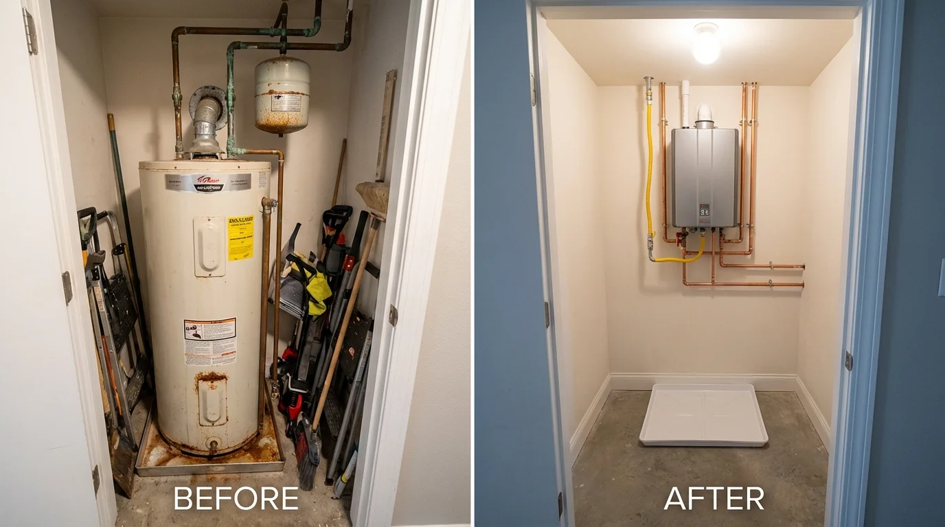 Tank water heater versus wall-mounted tankless unit comparison for Washington, VA homeowners
